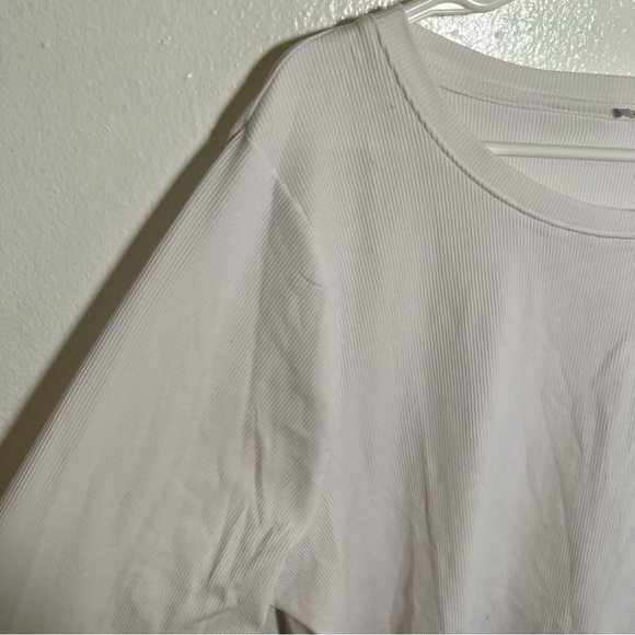 Good American Long Sleeve Cropped Crewneck Top White - Picture 6 of 15